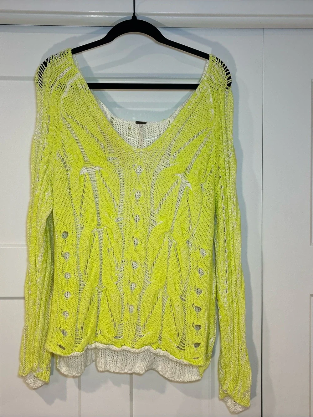 Free People Sunshine Yellow Lightweight Open Knit Pullover Sweater